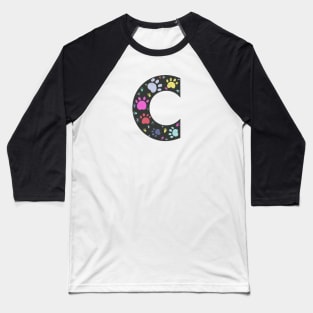 C letter  with colorful paw print Baseball T-Shirt